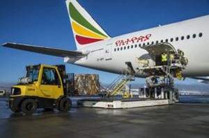 Ethiopian 777-300ER Humanitarian Supply Loading on Friday (Photo courtesy of Boeing)