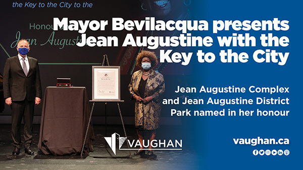 First African Canadian MP Jean Augustine Presented With Keys from City Of Vaughan, Park and Complex named in Her Honor.