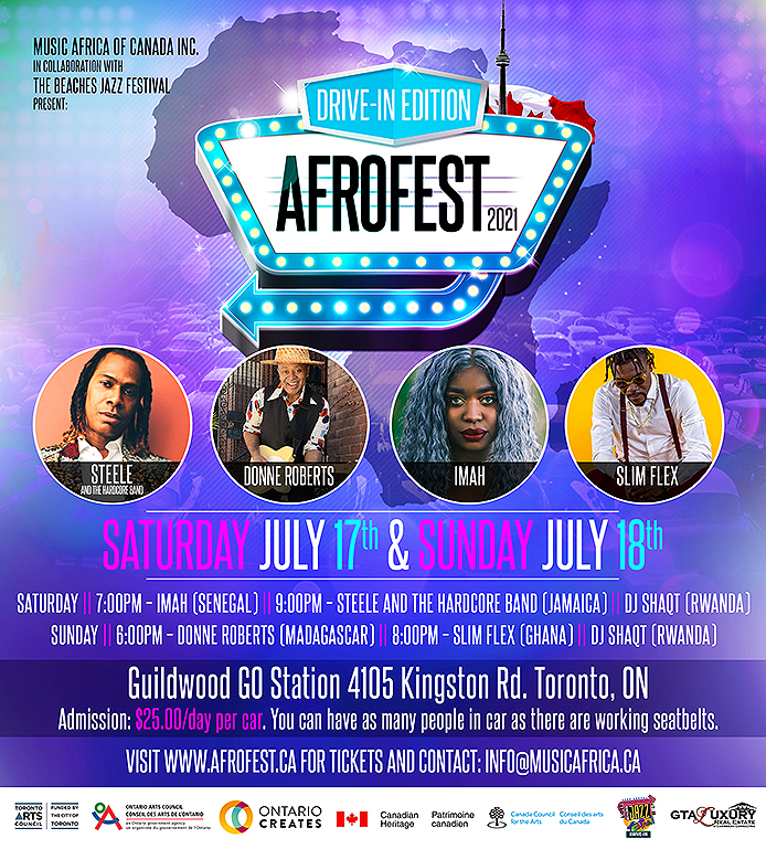 AFROFEST 2021 features first ever drive-in show at the Guildwood GO Station on July 17th and 18th, 2021