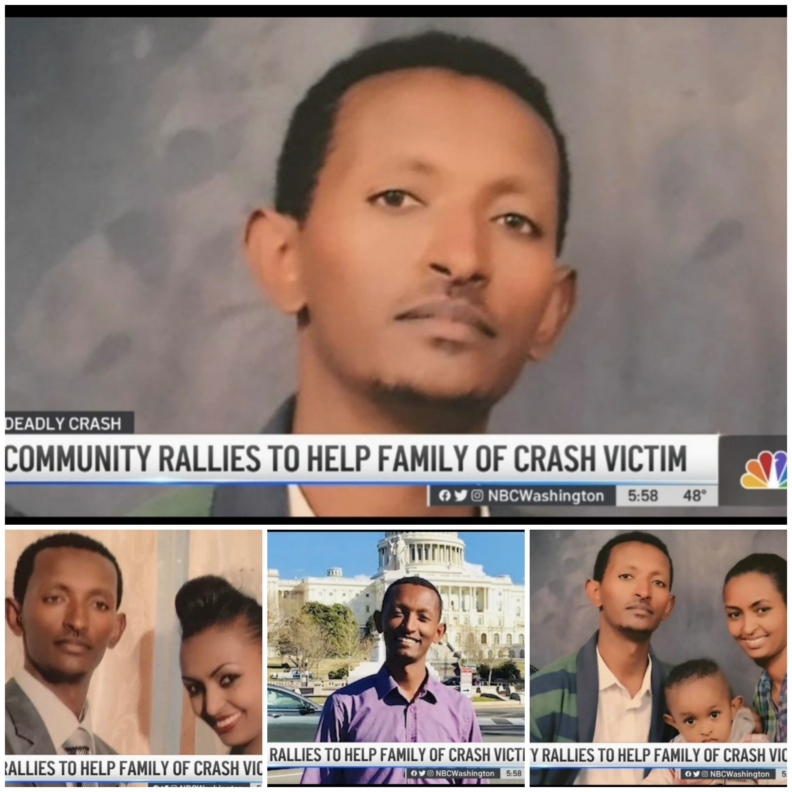 Ethiopian man  in the US killed in a  car crash.